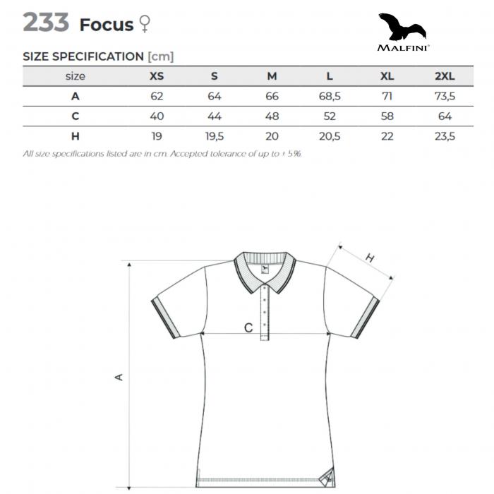 Moteriškų Polo marškinėlių Focus matmenys